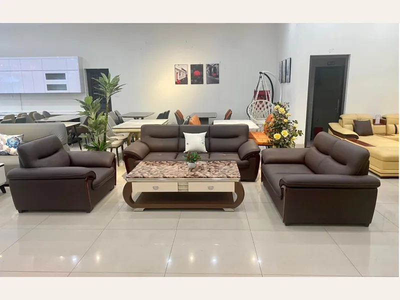 Ghế sofa da phòng khách - VNXK15 - sofa da thật cao cấp - ảnh 2 thực tế tại showroom Ghế Sofa 360 Hải Phòng