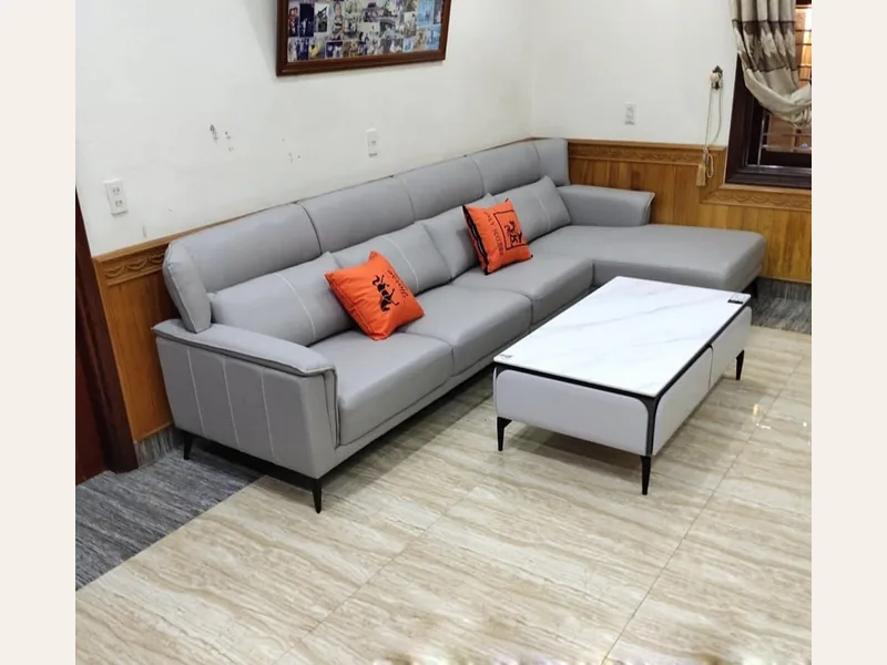 Ghế sofa da phòng khách - VNXK16 - sofa da thật cao cấp - ảnh 2 thực tế tại showroom Ghế Sofa 360 Hải Phòng