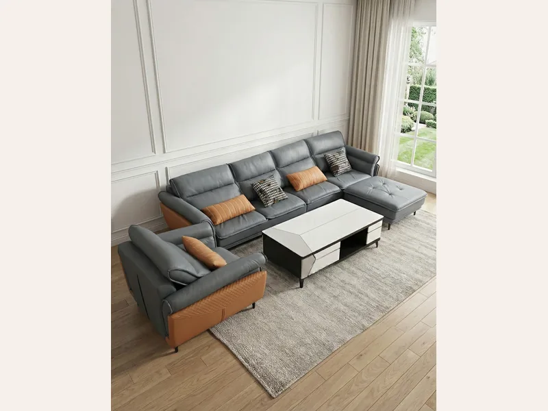 Ghế sofa da phòng khách - VNXK17 - sofa da thật cao cấp - ảnh 1 thực tế tại showroom Ghế Sofa 360 Hải Phòng