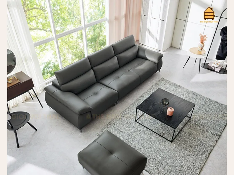Ghế sofa da thật Italy -T10 - sofa da thật cao cấp - ảnh 2 thực tế tại showroom Ghế Sofa 360 Hải Phòng