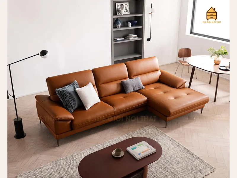 Ghế sofa da thật Italy T12 - sofa da thật cao cấp - ảnh 1 thực tế tại showroom Ghế Sofa 360 Hải Phòng