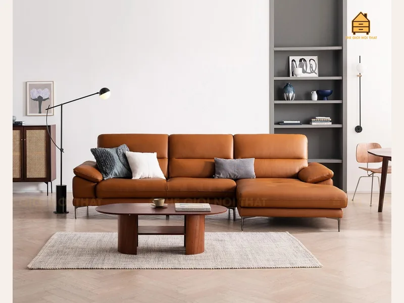 Ghế sofa da thật Italy T12 - sofa da thật cao cấp - ảnh 2 thực tế tại showroom Ghế Sofa 360 Hải Phòng