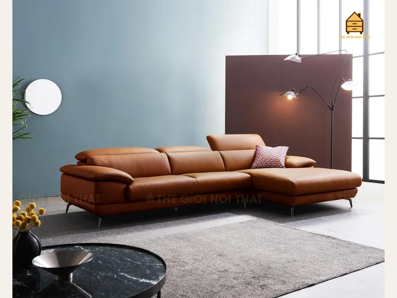 Ghế sofa da thật Italy T15 - sofa da thật cao cấp - ảnh 2 thực tế tại showroom Ghế Sofa 360 Hải Phòng