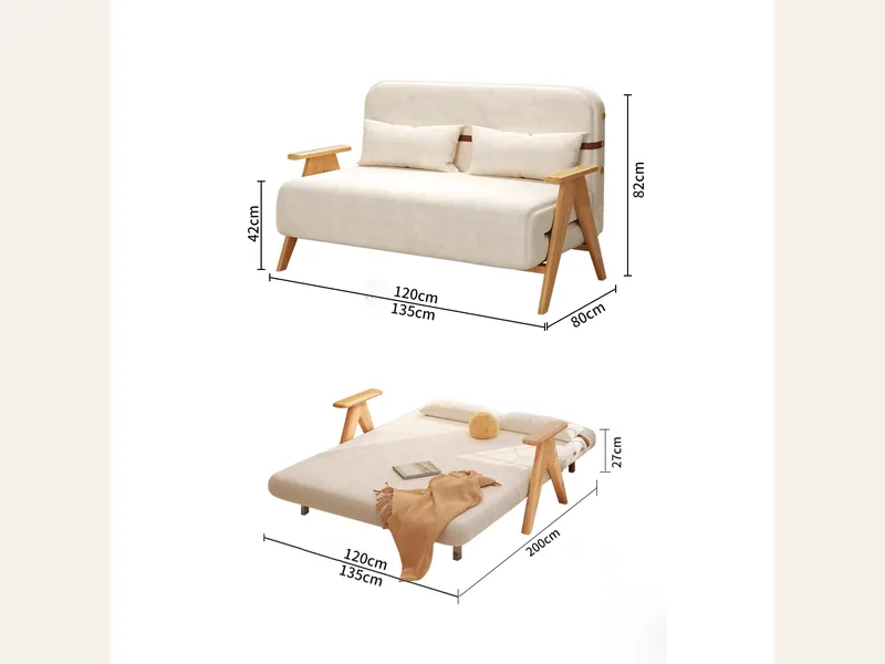 Ghế sofa giường gấp- Tay gỗ - Ghế Sofa 360 Ghế sofa giường gấp- Tay gỗ - sofa giường thông minh Hải Phòng - ảnh 1 thực tế tại showroom Ghế Sofa 360 Hải Phòng