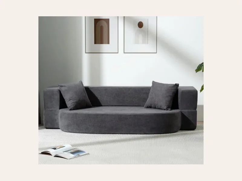 Giường sofa đệm gấp có 2 gối và vỏ bọc có thể giặt được - giường ngủ gỗ công nghiệp - ảnh 2 thực tế tại showroom Ghế Sofa 360 Hải Phòng