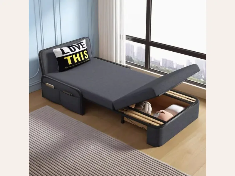 Giường sofa gấp đa năng 2025 phòng khách căn hộ nhỏ mới không có tay vịn đa năng đơn tích hợp vải có thể thu vào - giường ngủ gỗ công nghiệp - ảnh 1 thực tế tại showroom Ghế Sofa 360 Hải Phòng