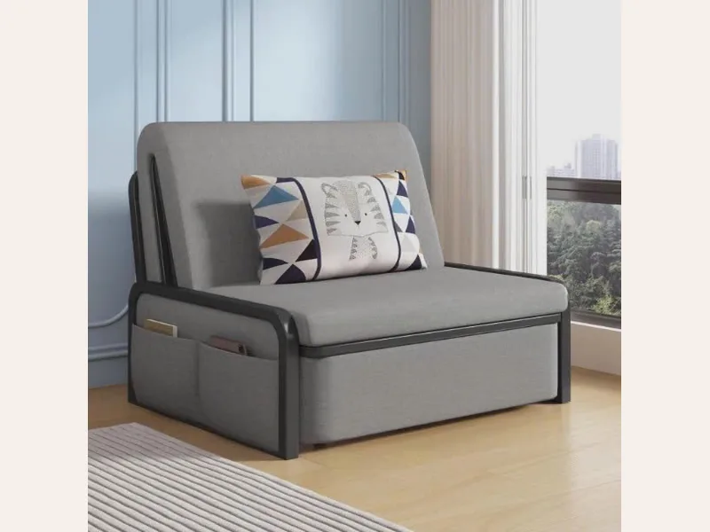 Giường sofa gấp đa năng 2025 phòng khách căn hộ nhỏ mới không có tay vịn đa năng đơn tích hợp vải có thể thu vào - giường ngủ gỗ công nghiệp - ảnh 3 thực tế tại showroom Ghế Sofa 360 Hải Phòng