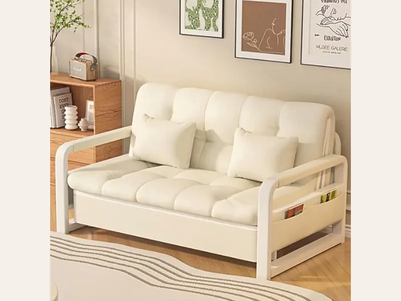 Giường sofa gấp đa năng phòng khách 2025 mới màu kem mây căn hộ nhỏ giường kéo ra có thể thu vào cho thuê nhà - giường ngủ gỗ công nghiệp - ảnh 1 thực tế tại showroom Ghế Sofa 360 Hải Phòng