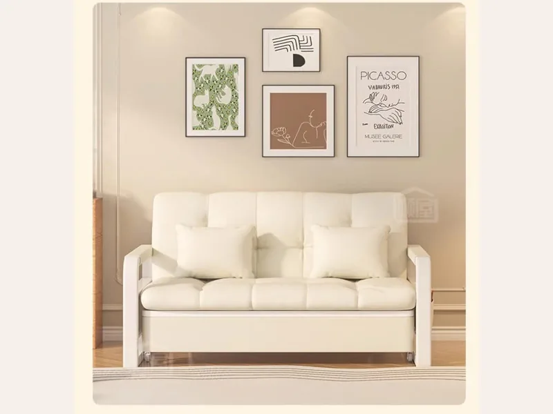 Giường sofa gấp đa năng phòng khách 2025 mới màu kem mây căn hộ nhỏ giường kéo ra có thể thu vào cho thuê nhà - giường ngủ gỗ công nghiệp - ảnh 2 thực tế tại showroom Ghế Sofa 360 Hải Phòng