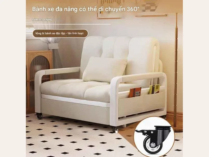 Giường sofa gấp đa năng phòng khách 2025 mới màu kem mây căn hộ nhỏ giường kéo ra có thể thu vào cho thuê nhà - giường ngủ gỗ công nghiệp - ảnh 3 thực tế tại showroom Ghế Sofa 360 Hải Phòng