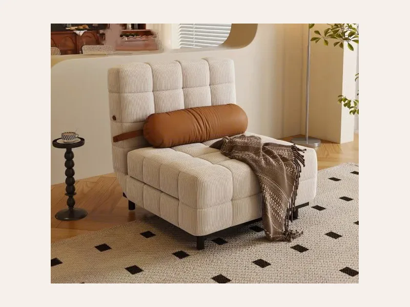 Giường sofa kem kiểu Pháp gấp đa năng phòng khách căn hộ nhỏ phong cách retro giường đơn gấp đa năng mới 2025 - giường ngủ gỗ công nghiệp - ảnh 1 thực tế tại showroom Ghế Sofa 360 Hải Phòng