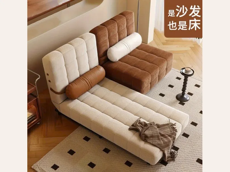 Giường sofa kem kiểu Pháp gấp đa năng phòng khách căn hộ nhỏ phong cách retro giường đơn gấp đa năng mới 2025 - giường ngủ gỗ công nghiệp - ảnh 2 thực tế tại showroom Ghế Sofa 360 Hải Phòng