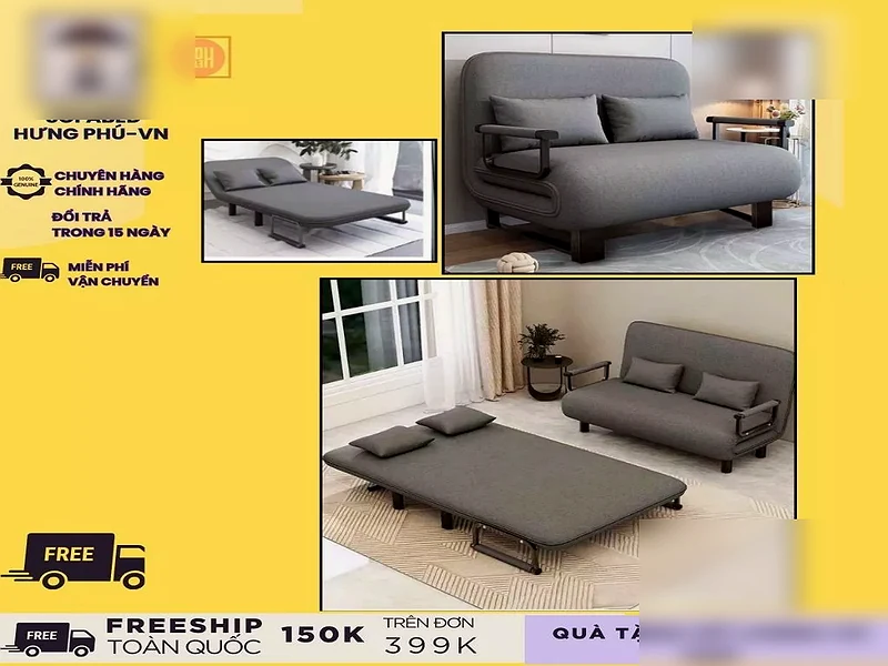 Ảnh Thật 100%(Shop bán loại xịn)Giường Sofa Gấp Gọn 3 Trong 1 SFB001,Ngồi là Ghế,Mở Ra sẽ Thành Giường và có 5 nấc Tựa. - Ghế Sofa 360 Ảnh Thật 100%(Shop bán loại xịn)Giường Sofa Gấp Gọn 3 Trong 1 SFB001,Ngồi là Ghế,Mở Ra sẽ Thành Giường và có 5 nấc Tựa. - nội thất online - ảnh 2 tại xưởng Ghế Sofa 360