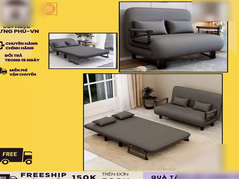 Ảnh Thật 100%(Shop bán loại xịn)Giường Sofa Gấp Gọn 3 Trong 1 SFB001,Ngồi là Ghế,Mở Ra sẽ Thành Giường và có 5 nấc Tựa. - Ghế Sofa 360 Ảnh Thật 100%(Shop bán loại xịn)Giường Sofa Gấp Gọn 3 Trong 1 SFB001,Ngồi là Ghế,Mở Ra sẽ Thành Giường và có 5 nấc Tựa. - nội thất online - ảnh 3 tại xưởng Ghế Sofa 360