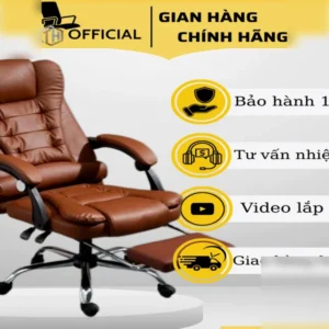[BH 3 năm] Ghế Giám Đốc Massage Ghế Văn Phòng Chân Xoay Có Gác Chân