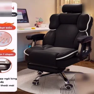 Ghế Gaming Cao Cấp B HOUSE – Gác Chân Tiện Lợi, Ngả 140°, Tựa Đầu Nâng Hạ, Da PU Mềm, Hỗ Trợ Cột Sống