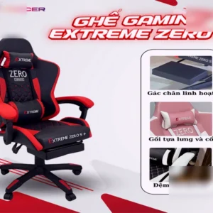 Ghế Gaming Extreme Zero S+ bọc da PU êm ái có gác chân ngồi học tập, làm việc, chơi game