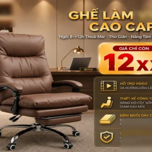 Ghế giám đốc bọc da PU cao cấp Pehouse V58 đệm 15cm ngồi êm ái có ngả lưng và gác chân thư giãn