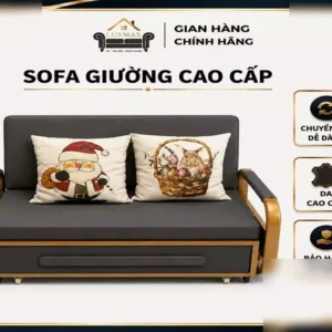 Alternative view of Giường Ghế sofa gấp gọn đa năng, 2 ngăn chứa đồ, khung thép chắc chắn, màu nâu, kaki, xám.