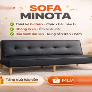 MINOTA Sofa Bed 168x96cm – 6 Chân Vững Chắc, Nệm Dày Êm, Free Ship