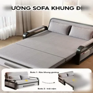 Sofa giường gấp gọn thông minh có ngăn chứa đồ,Giường sofa đa năng vải lanh mịn thoáng mát nhập khẩu nguyên chiếc
