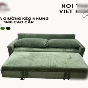 Sofa Giường Kéo 1m8 Bọc Nhung Sang Trọng Tiện Lợi Cho Căn Hộ, Phòng Khách - Nội Thất Việt Home
