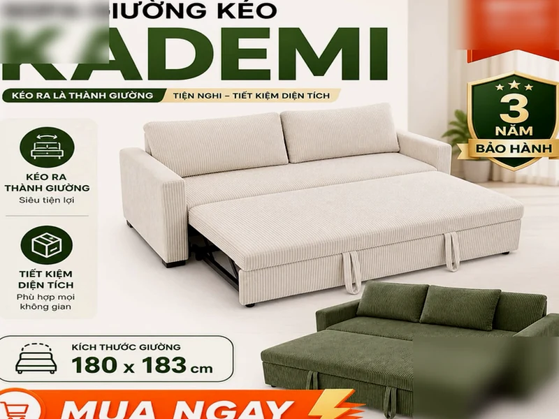 Sofa Giường Kéo KADEMI 180x183cm – Sofa Bed Cho Chung Cư, Size Lớn, BH 36 Tháng, Free Ship - Ghế Sofa 360 Sofa Giường Kéo KADEMI 180x183cm – Sofa Bed Cho Chung Cư, Size Lớn, BH 36 Tháng, Free Ship - sofa giường gấp - ảnh 3 tại xưởng Ghế Sofa 360