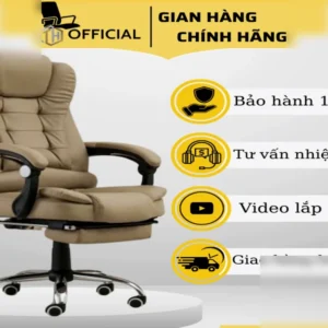 [ Tận xưởng] Ghế Giám Đốc có Massage được bọc da Pu, chân xoay, có gác chân, ngả lưng cao cấp
