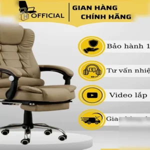 Alternative view of [ Tận xưởng] Ghế Giám Đốc có Massage được bọc da Pu, chân xoay, có gác chân, ngả lưng cao cấp