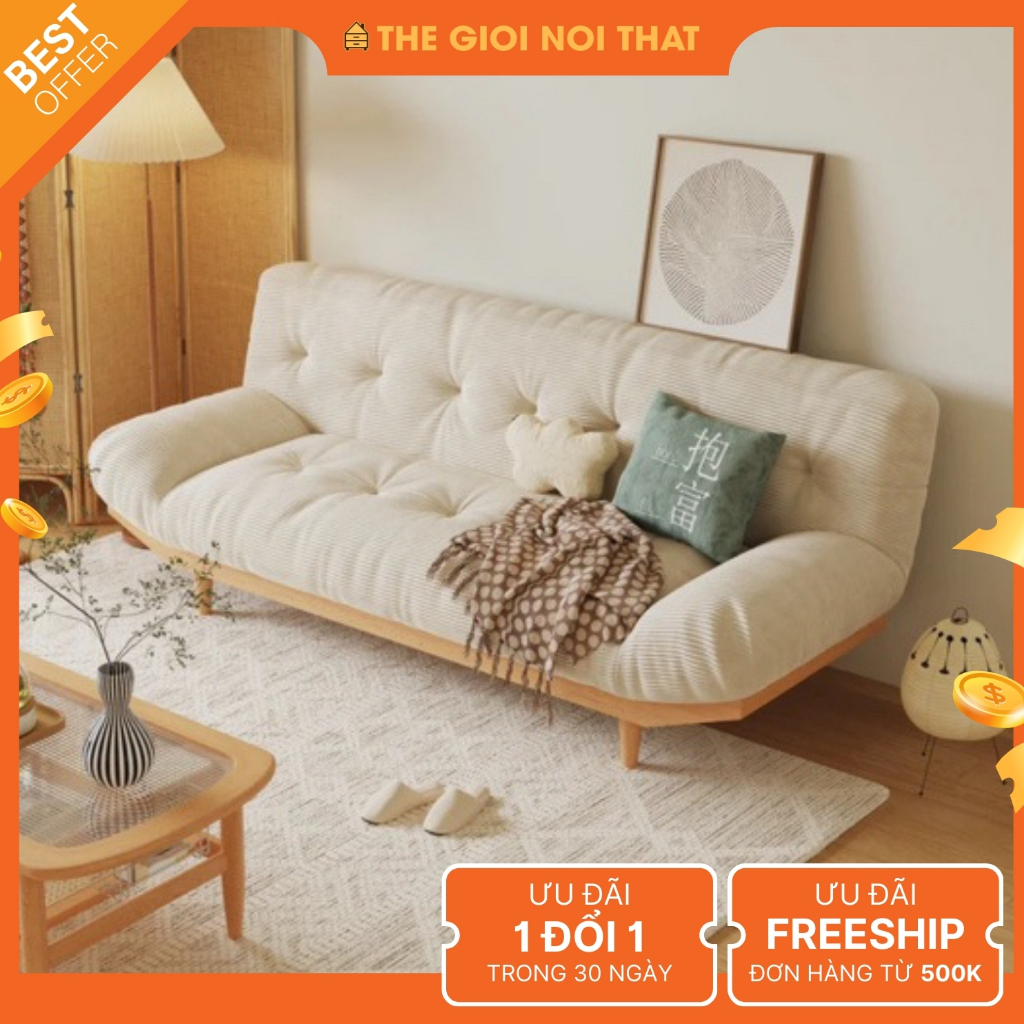 Ghế sofa giường Hải Phòng - Sofa giường gấp gọn khung gỗ (BH 2 năm)